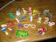 Vintage Celluloid Plastic Cracker Jack Gumball Charms Prizes Lot of 24 - 1950  s