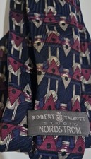 Robert Talbott Studio Nordstrom Luxury Tie Blue Geometric Silk Necktie 57" x 4"