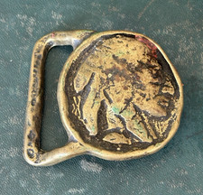Vintage Solid Brass Indian Head Buffalo Nickel Style Belt Buckle