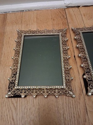  Metal Elegant Picture frames. Set Of 2 Size 5x7. Gold Ton. Beaded