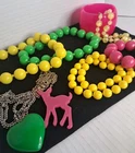 Vintage Costume Jewelry Lot Beaded Retro Bright 70s 80s Vibe Mod Plastic Lucite