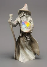 Vintage 1990 Gallo Pewter Wizard Sorcerer Fantasy Crystal Ball Staff Mythical
