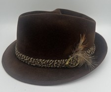 Stetson Nostalgia Sovereign Fur Felt Fedora Hat Brown Size 7 Feather