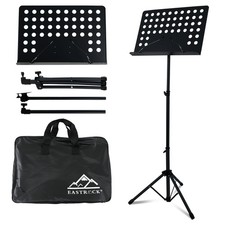 Metal Sheet Music Stand High Stability Height Adjustable With Carrying Bag Black