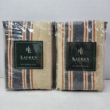 Vintage Retired Ralph Lauren CHADWICK Stripe Tan 2 Piece Set European Shams
