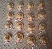 Lot Of 16 Miniature Straw Hat 2" Mini Wicker Straw Hat Hand Made
