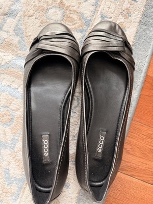 ECCO Women s soft metallic broLeather Ballet Flats Slip-On Comfort Pleated EU 40