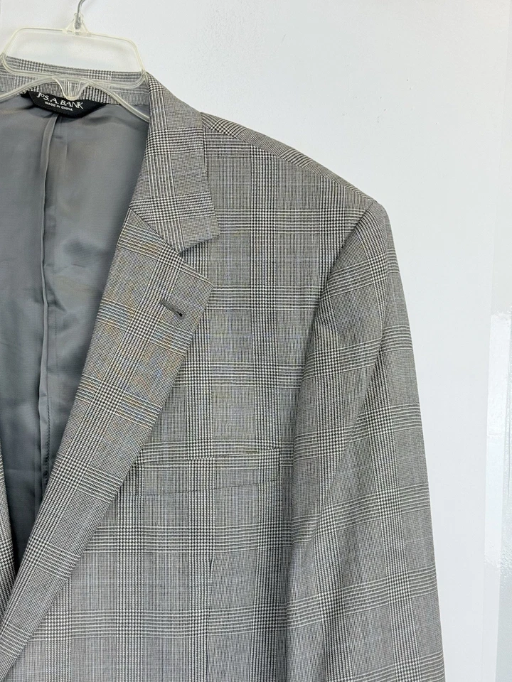 Мужской спортивный блейзер JOS A BANK Gordon 48R на двух пуговицах в клетку серый шерстяной - Изображение 3 из 4