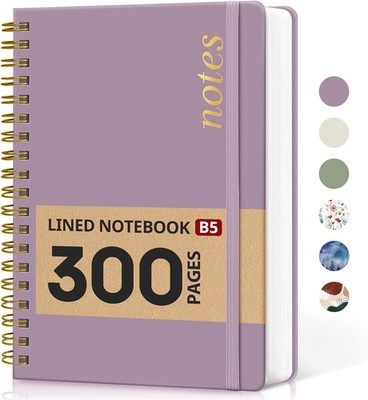 Lined Spiral Notebook Journal for Work, 300 Pages Thick B5 (7.1''x10'') College
