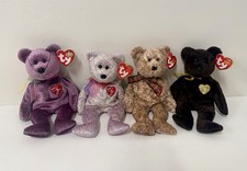 Lot Of 4 Vintage Retired 2000-2003 TY Beanie Babies Signature Bear Teddy Bears