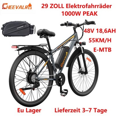 Cheevalry 29 Zoll 48V 18,6Ah 1000W Elektrofahrrad E-MTB Cityräder E-Bike 120KM