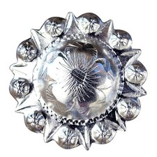 C-TY08 Set Of 8 Western Screw Back Concho Silver Finish Floral Saddle Bling