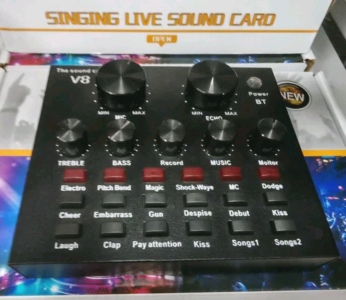 Scheda Audio V8 Live Sound Card Mixer USB Bluetooth PC/Smartphone Podcast