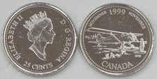 Canada 25 Cent Moneta commemorativa 1999 Storia di Canada Novembre Km #352