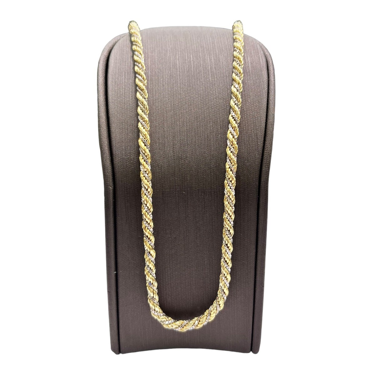 18ct 18K Two Tone Gold Italian Rope Link Chain Necklace