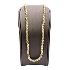 18ct 18K Two Tone Gold Italian Rope Link Chain Necklace 30.61 Grams 70cm. New