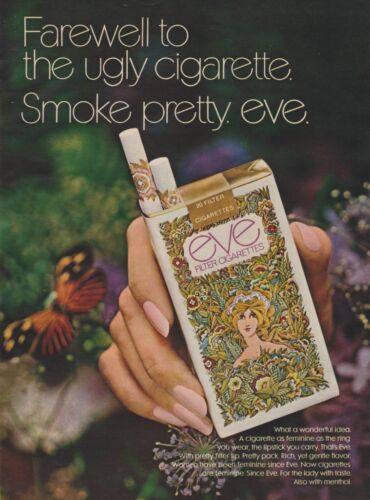 1971 eve Cigarettes - "Smoke Pretty" - Monarch Butterfly, Hand- Print Ad Photo - 第 1/1 張圖片