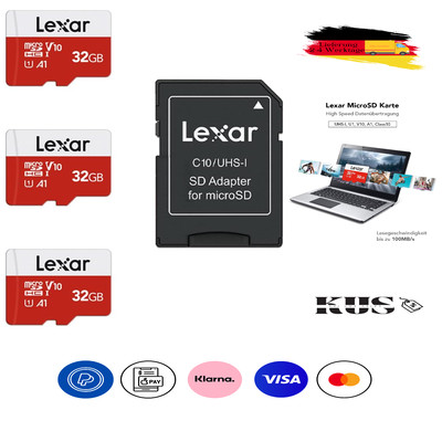 Lexar Micro SD Karte 32GB 3er Pack, bis zu 100 MB/s Lesegeschwindigkeit & UHS-I.