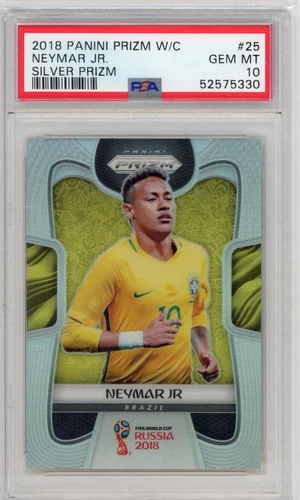 Neymar Jr. 2018 Panini Prizm World Cup Soccer Silver Prizm PSA 10 #25 Brazil