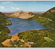Aerial View of Jordan Pond & The Bubbles, Acadia Nat'l Park, ME VTG Postcard UNP