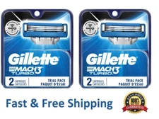 4 Gillette Mach 3 Turbo Razor Blades Refill Mach3 Cartridges fit M3 Power Shaver