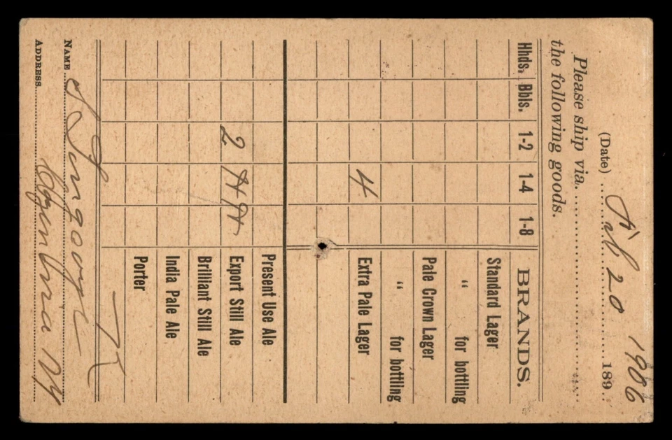 US 1906 BARTELS BREWING CO FINE BEERS FULL COLOR ADVERTISING CARD TO SYRACUSE NY - Image 2 of 2