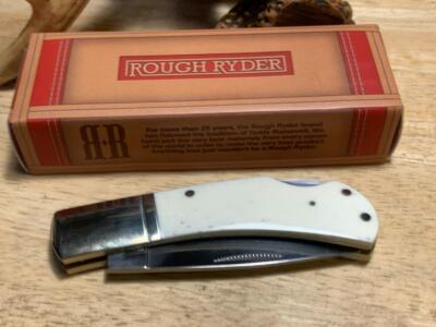 Rough Ryder White Smooth Bone Lock Back 3 5/8'' Pocketknife RR020