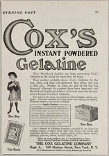 1910 Print Ad Cox's Instant Powdered Gelatin Highland Laddie Character New York