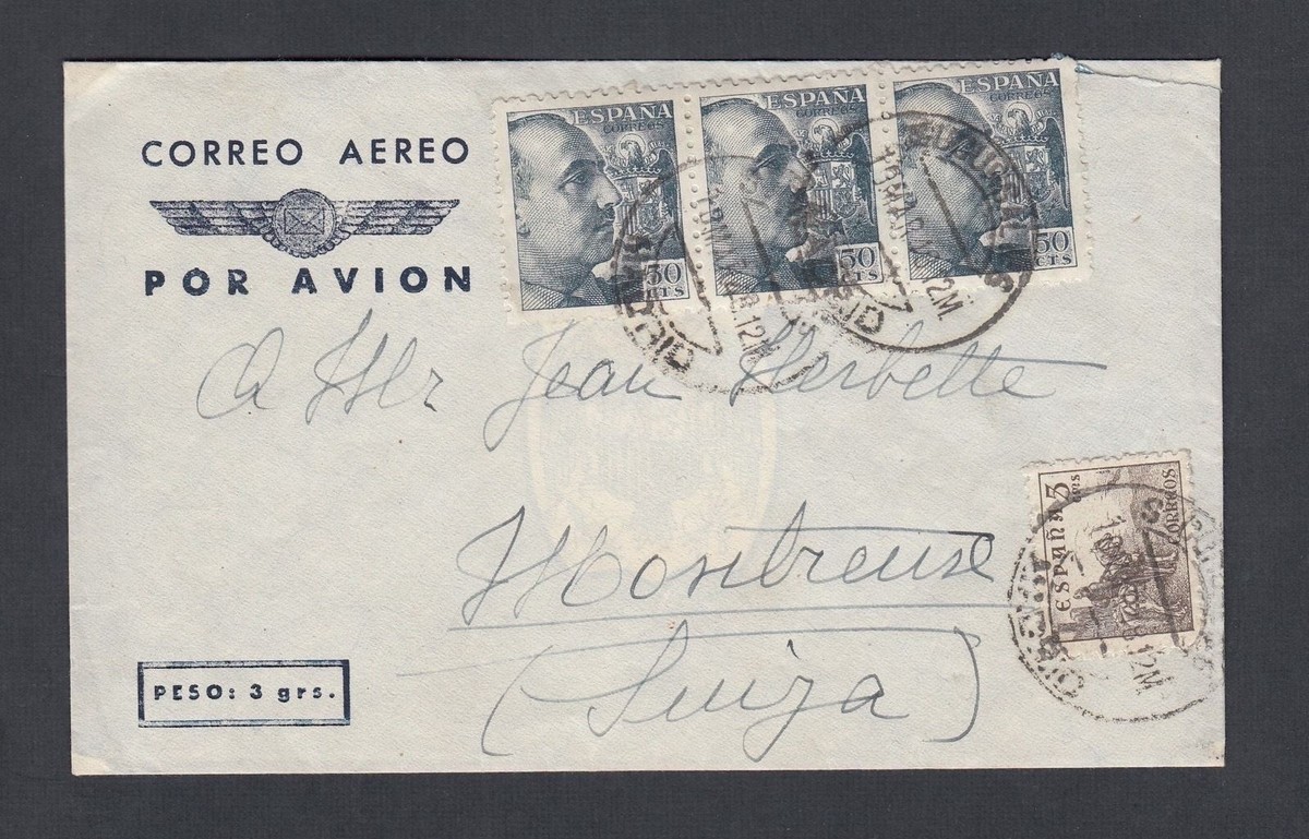 SPAIN 1948 TWO AIRMAIL COVERS BILBAO & MADRID TO ZURICH