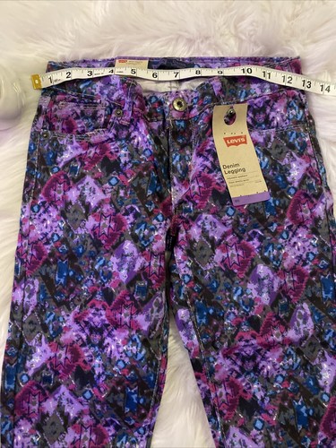 Levi Strauss Co girls 12 reg purple pattern denim leggings NWT adjustable waist - Picture 5 of 9