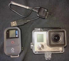 Used Working GoPro Hero 3 White Action Camera With 2 Case Remote & Charge Cables