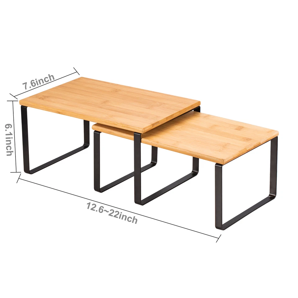 Juego de 2 estantes organizadores apilables estantes de almacenamiento de cocina para despensa de gabinete Foto 3 de 4