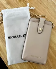Michael Kors Fragrance Nude Pink Crossbody Phone ID/Card Case Gold Chain Strap