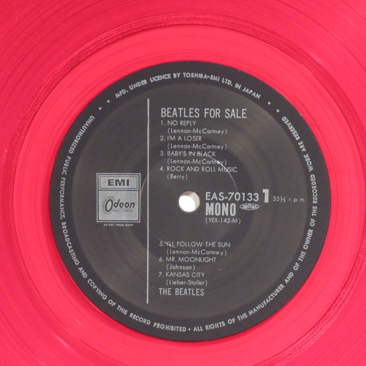 THE BEATLES ‎– Beatles For Sale 1982 Japan Red Vinyl MONO LP NM