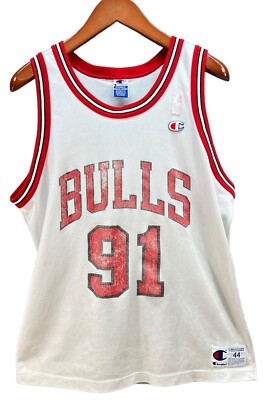 NBA Chicago Bulls #91 Rodman Basketball Jersey Vintage Champion L