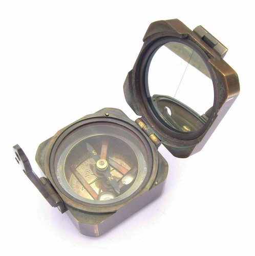 Antique Brass Solid Kelvin & Hughes 1917 Brunton Compass Working Gift Marine - 第 1/8 張圖片