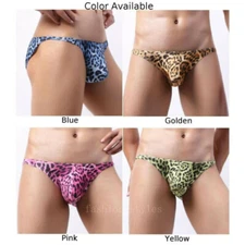 Mens Swim Briefs Trunks Low Rise Bikini Leopard Pouch Swimwear Beach Underwear