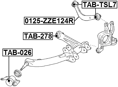 Varilla de control de vía trasera Febest 0125-ZZE124R OEM 48770-20010 Foto 2 de 3