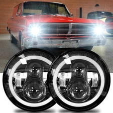 Pair 7" inch Round LED Headlights DRL For Ford Falcon Sedan Delivery 1961-1965