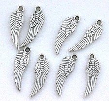 24 PEWTER SILVERPLATED LEADFREE LEAD FREE ANGEL WING CHARM PENDANT CF479
