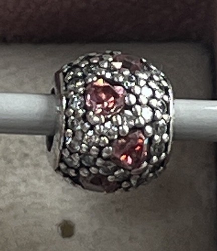 Pandora Sterling Silver ❤️ Pink CZ Heart Patterned Charm ❤️925 Ale Pan - Picture 8 of 11