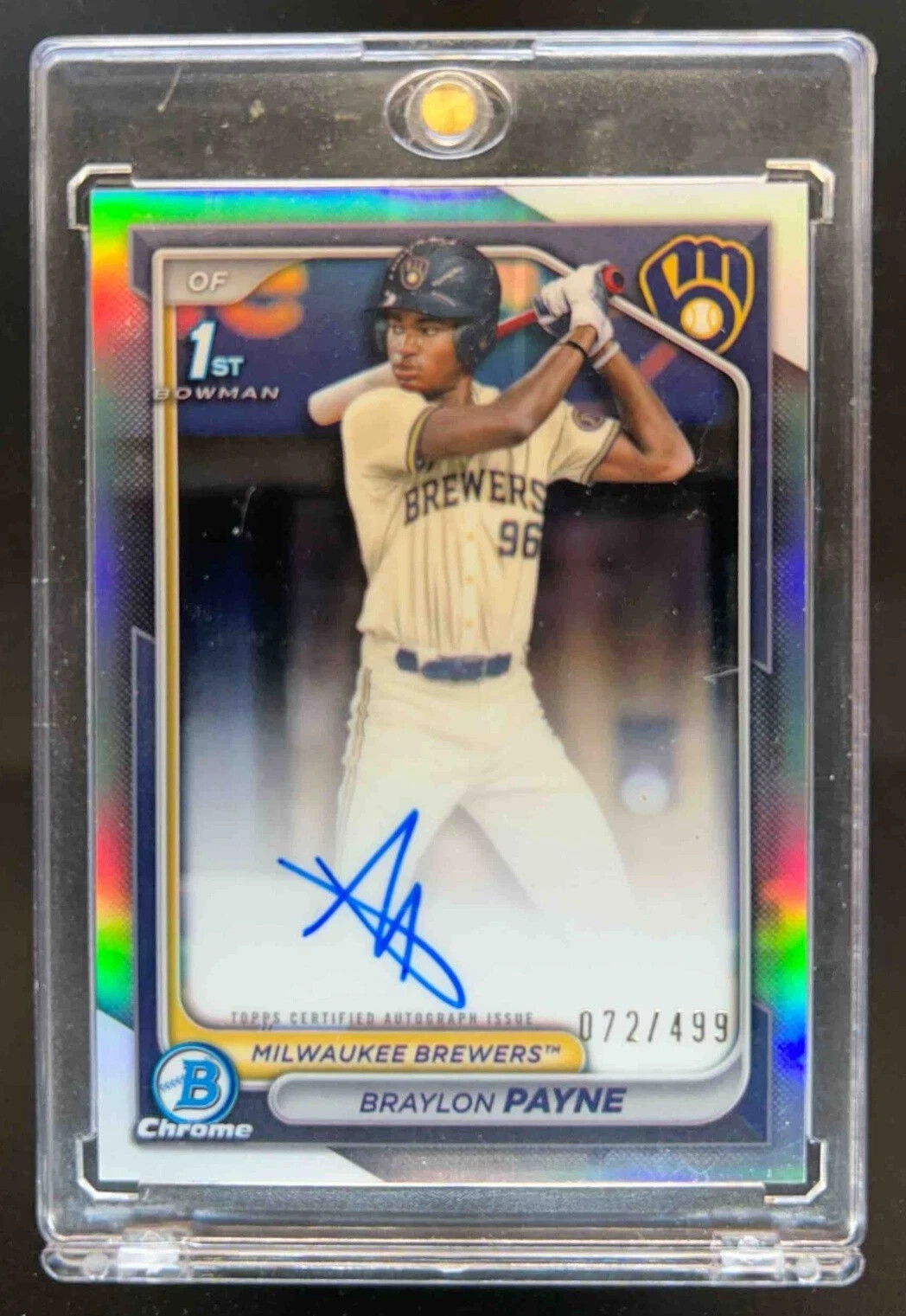 2024 Bowman Draft Braylon Payne Chrome Prospect Auto Refractor 1st #72/499