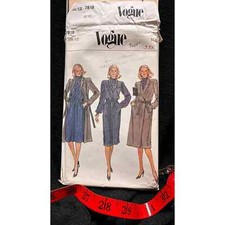 Vogue 7818 Vintage Paper Pattern Factory Folded 1980's Wrap Coat Dress Size 12