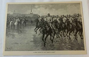 1889 magazine engraving ~  SPRING REVIEW ON THE CHAMP DE MARS Russia