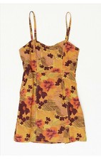 Urban Outfitters Golden Yellow Floral Linen Sleeveless Mini Dress S