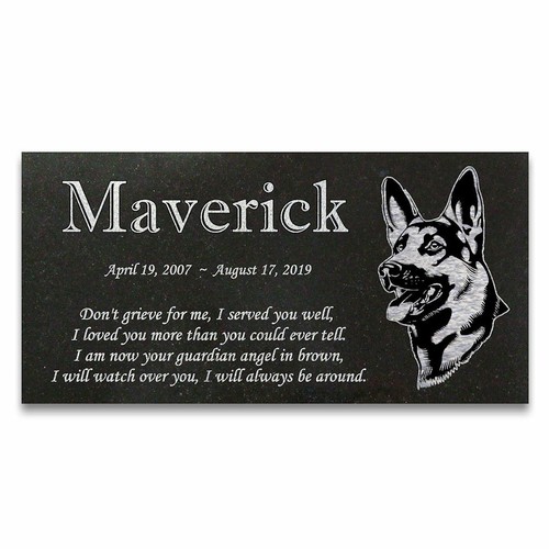 Personalisiertes Hundedenkmal Deutscher Schäferhund - Granitdenkmal - 6x12 - Maverick - Bild 2 von 9