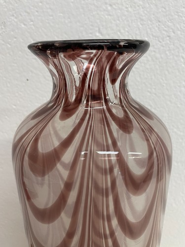 VASO VETRO SOFFIATO MURANO ARCHIMEDE SEGUSO ONDE VIOLA TRASPARENTE VASE DESIGN - Picture 5 of 9