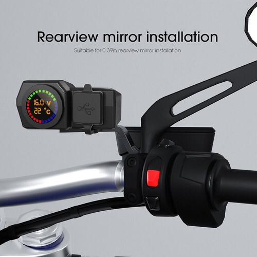 Motorcycle Handlebar Dual USB Charger 24V with Digital Voltmeter Thermometer - Zdjęcie 10 z 17