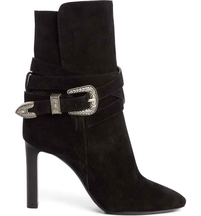 YSL Saint Laurent Mica stivaletti in pelle scamosciata fibbia misura 38 $1395 555633BT300