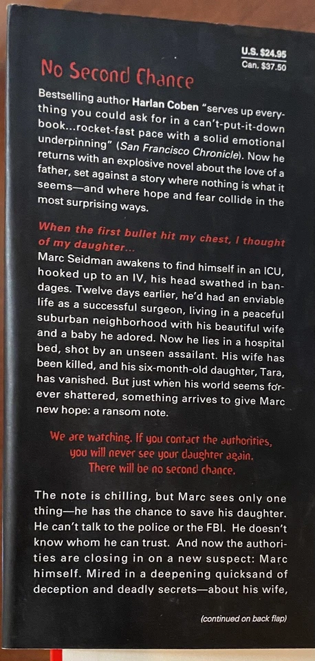 No Second Chance Hand Signed by Harlan Coben, 2003 1st Ed/1st Prntg, Very  Good+ - Image 4 of 4